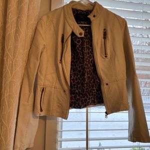 Beautiful dressy white faux leather jacket